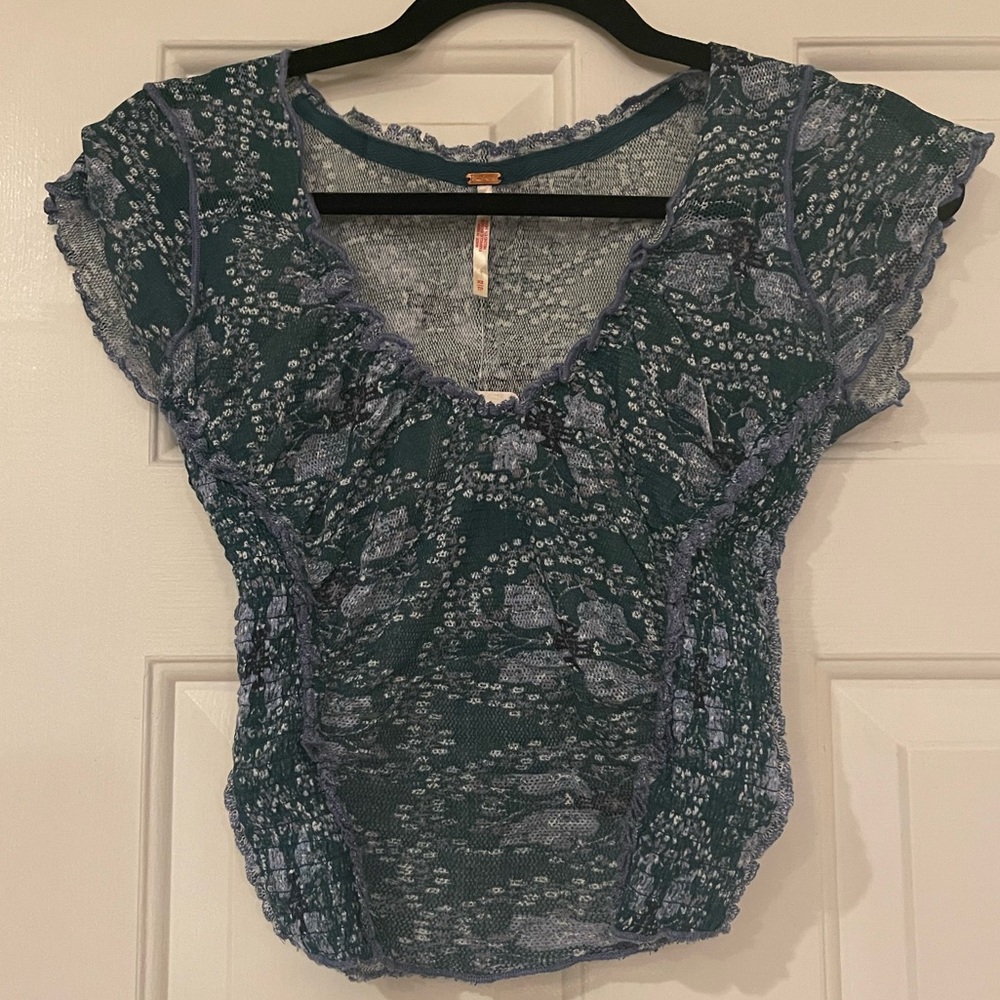 NWT Free People Oh My Baby Mesh Corset Cropped Tee